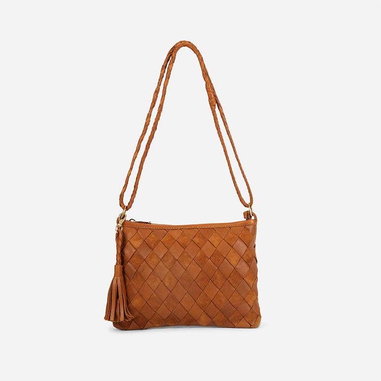 Leather weave crossbody bag Clearance