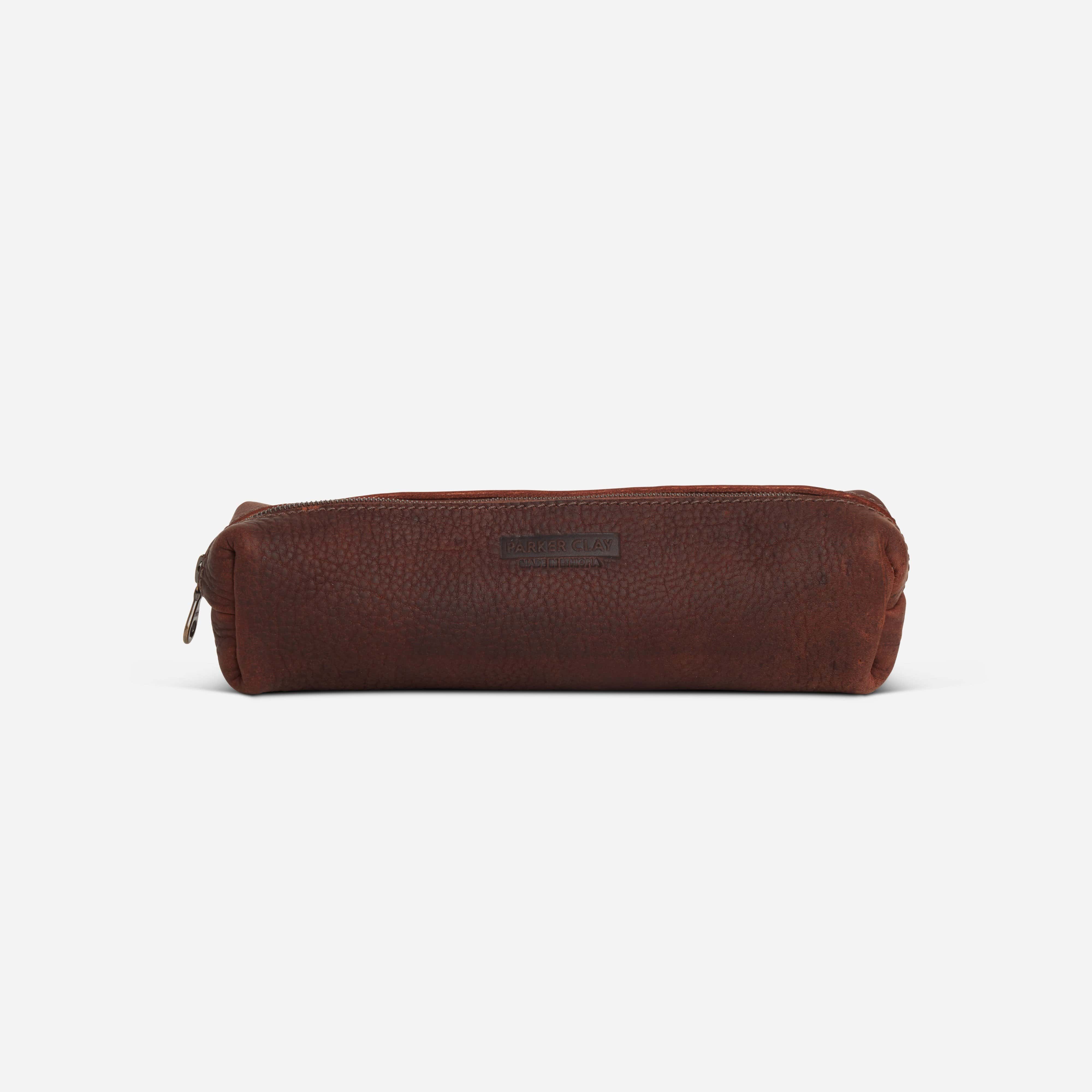 Ethically Crafted Sustainable Leather / Eyob Pencil Case / Brown / Genuine Full Grain Leather / Parker Clay / Certified B Corp