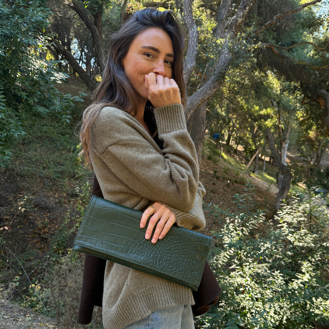 Yeshi Foldover Clutch Green – Parker Clay - Main Image
