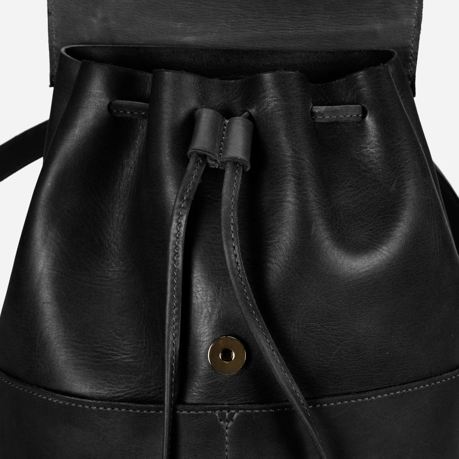 Drawstring Bucket Leather Backpack