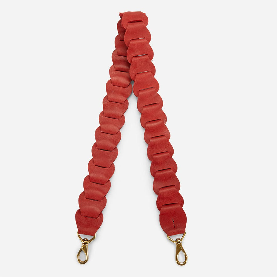 Leather Braided Bag Strap, Red