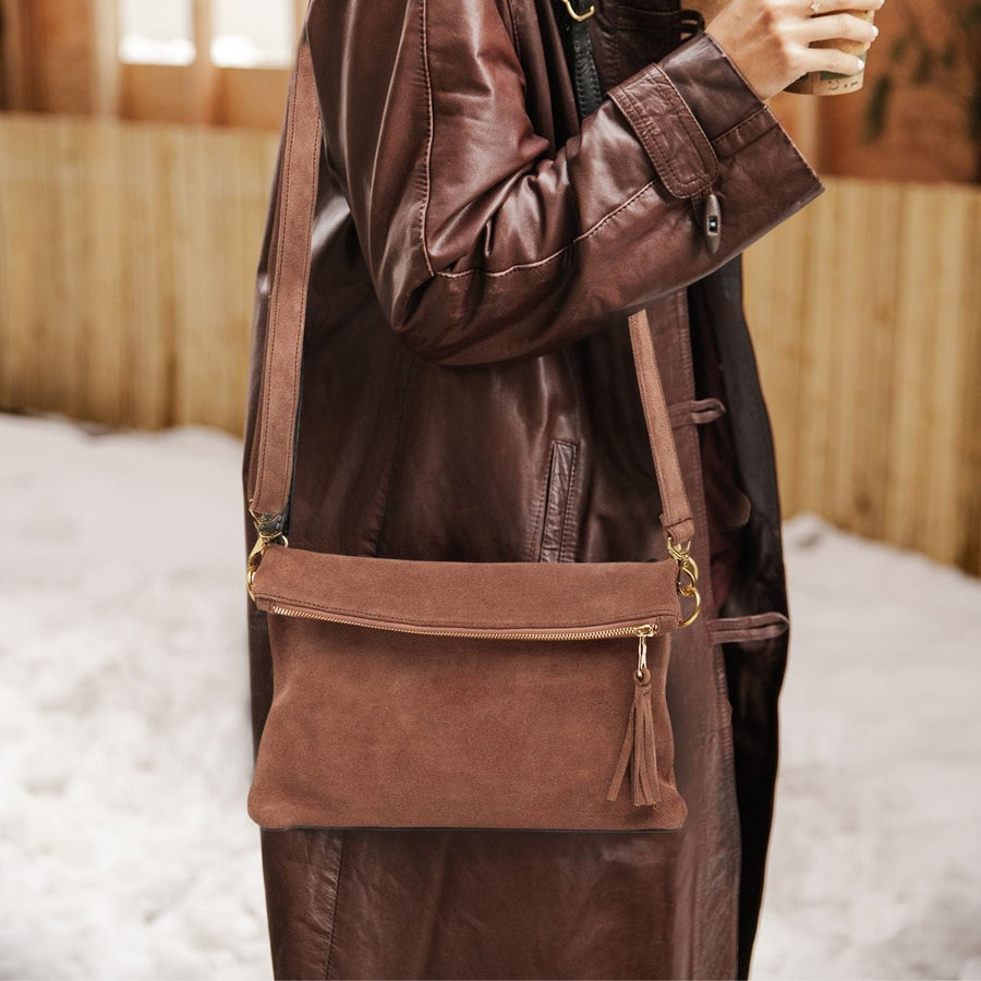 BROWN LEATHER CROSSBODY BAG