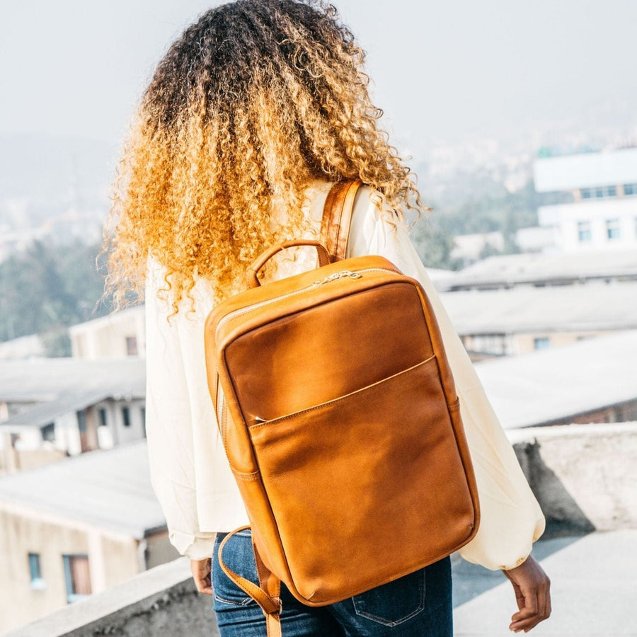 Ethically Crafted Sustainable Leather / Mari Backpack / Black / Genuine Full Grain Leather / Parker Clay / Certified B Corp