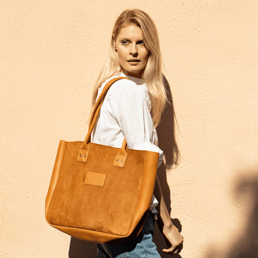 Marla Tote - Medium Leather Tote Bag - Brown - PoweredByPeople