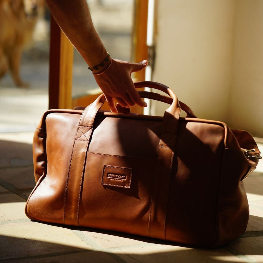 Deep Pocket Leather Duffle Bag