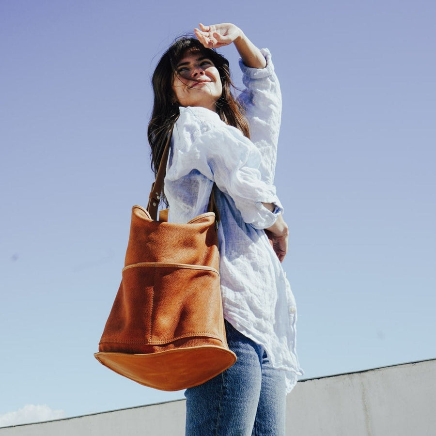 The Essential Bucket Tote in Suede