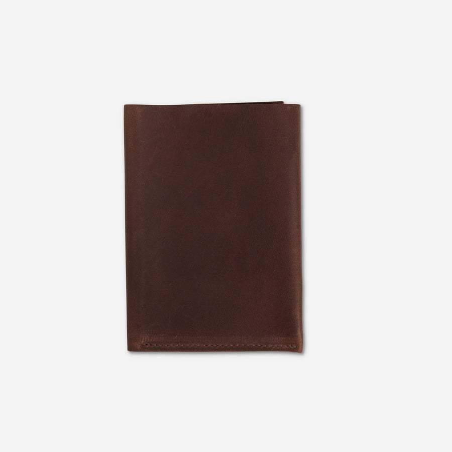 Leather Passport Wallet Brown with Dark Brown