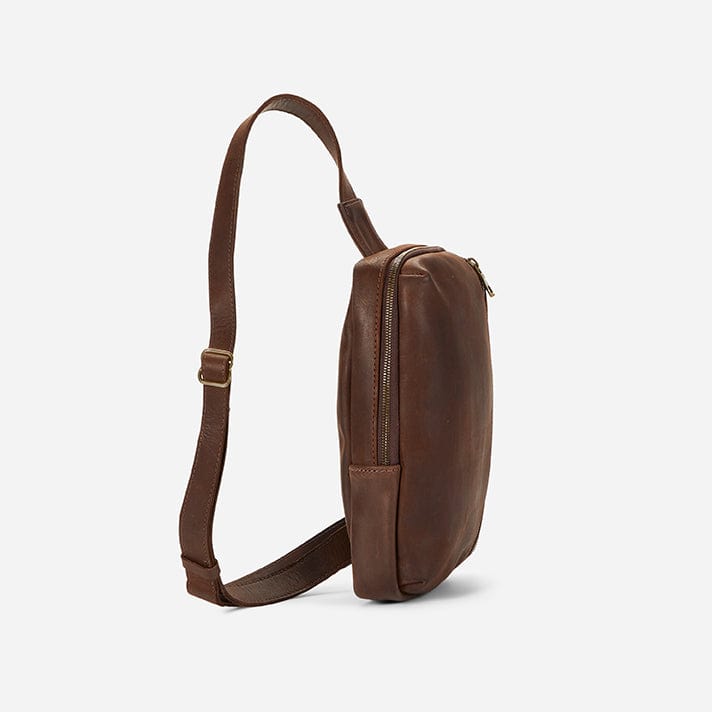 Leather Sling Bag with Purse Tan