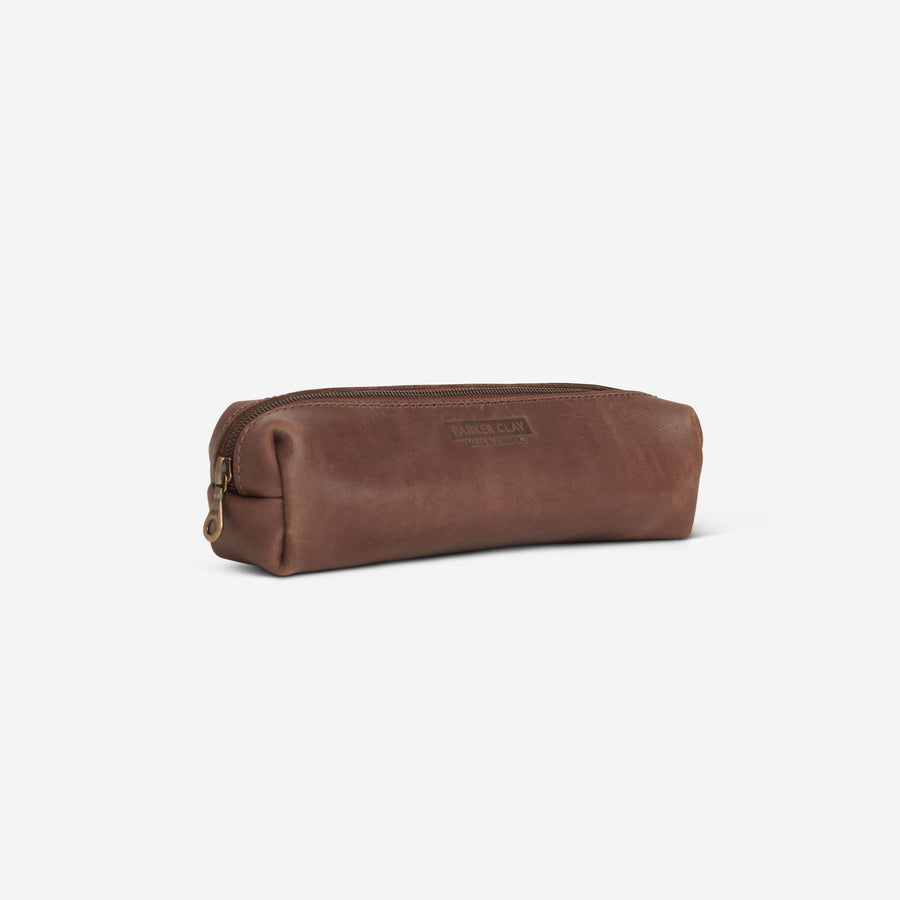 Ethically Crafted Sustainable Leather / Eyob Pencil Case / Brown / Genuine Full Grain Leather / Parker Clay / Certified B Corp