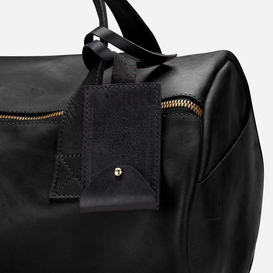 black leather luggage