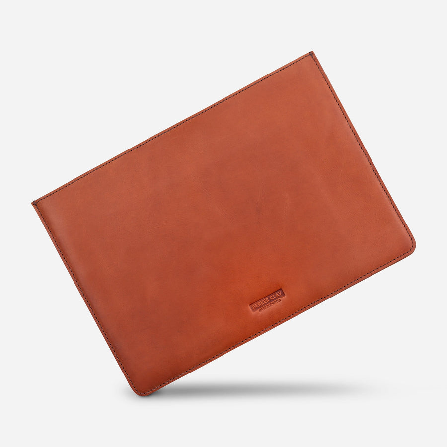 Ethically Crafted Sustainable Leather / Presidio Leather Laptop Sleeve / 13 / Dark Brown / Genuine Full Grain Leather / Parker Clay