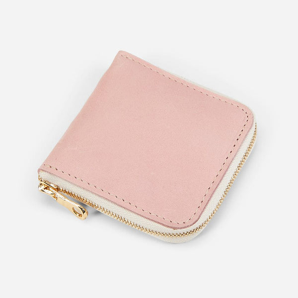 Women's Black Leather Zip Wallet - Clémence Empreinte