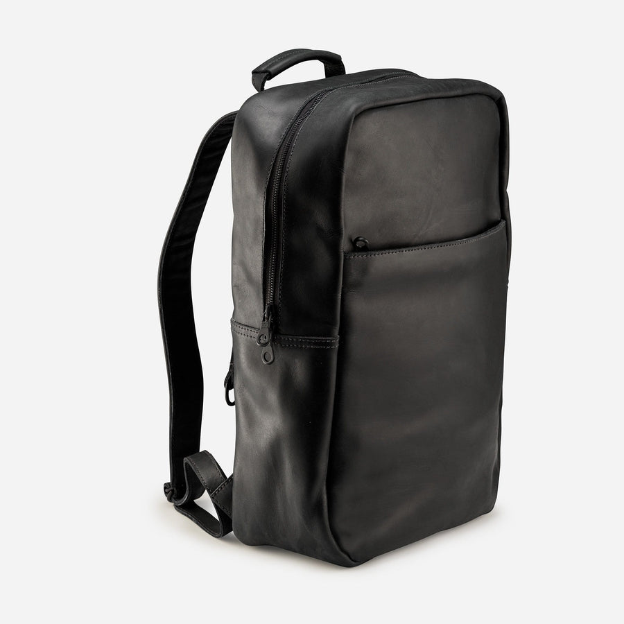 black leather backpack