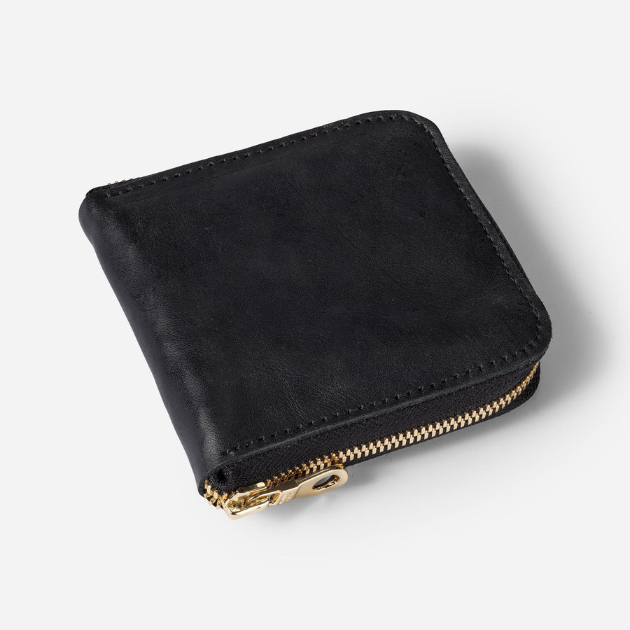 Buy men's black zippered wallet with natural Iranian leather.