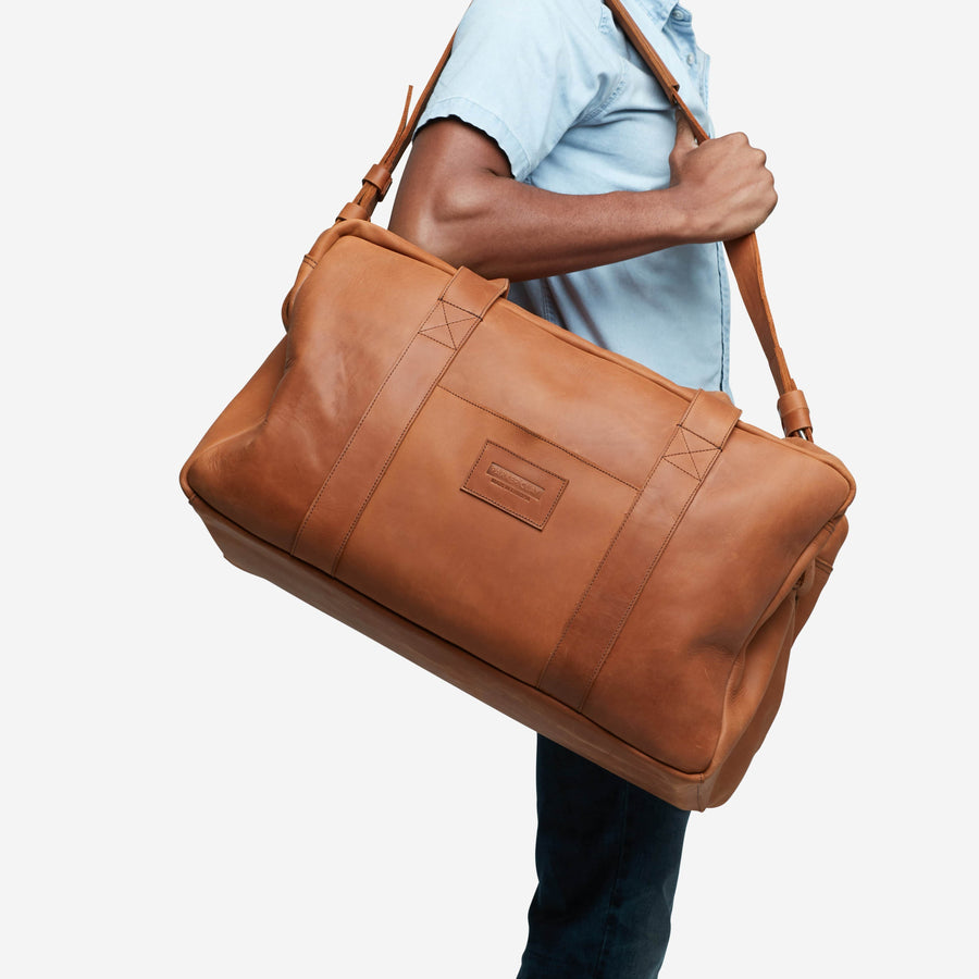 Parker Clay Montecito Weekender Leather Duffel Bag - Rust Brown