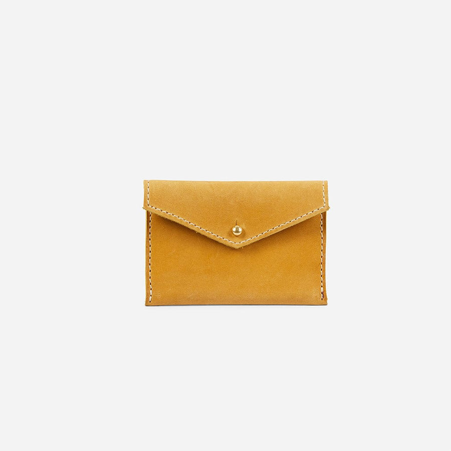 Light brown handmade leather card holder from genuine Italian leather